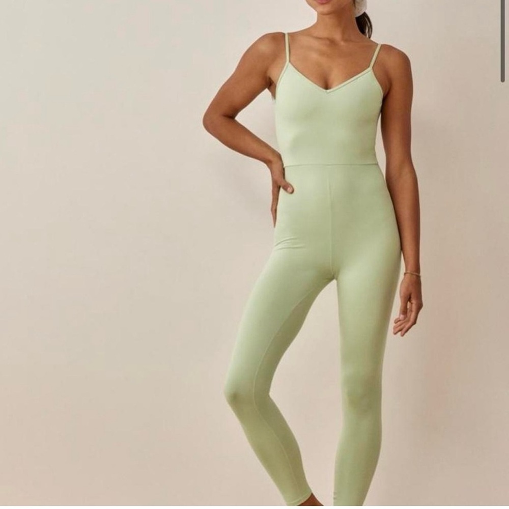 Reformation Emmy Ecostretch green jumpsuit size L